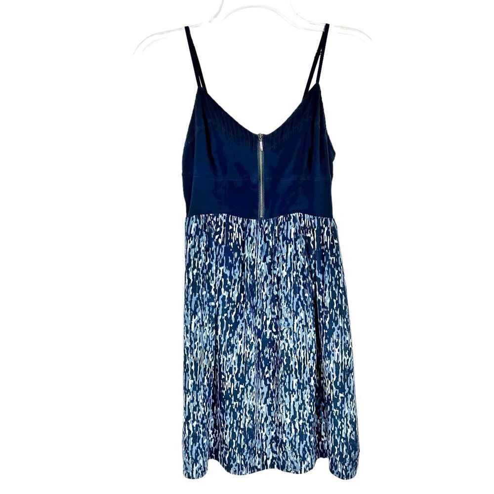 Moulinette Soeurs Anthro Navy Blue Silk V-Neck Sleeveless Mini Sundress Size 2